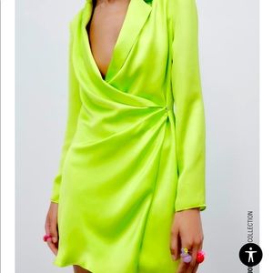 Zara neon green blazer dress